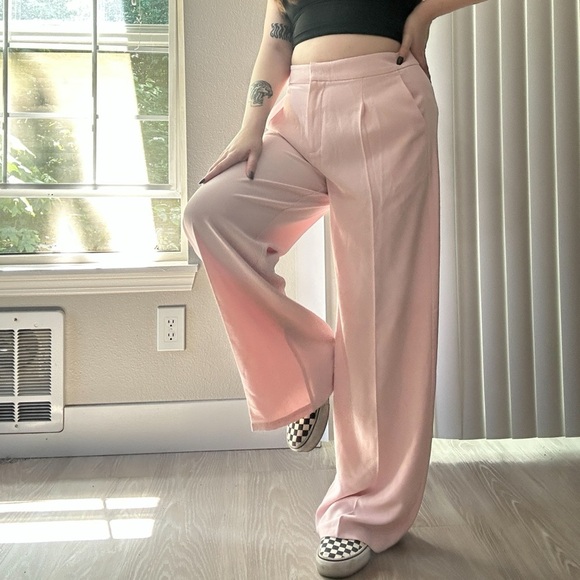 ASOS Selected Femme Pink Wide-Leg Women's Pants - Picture 2 of 8